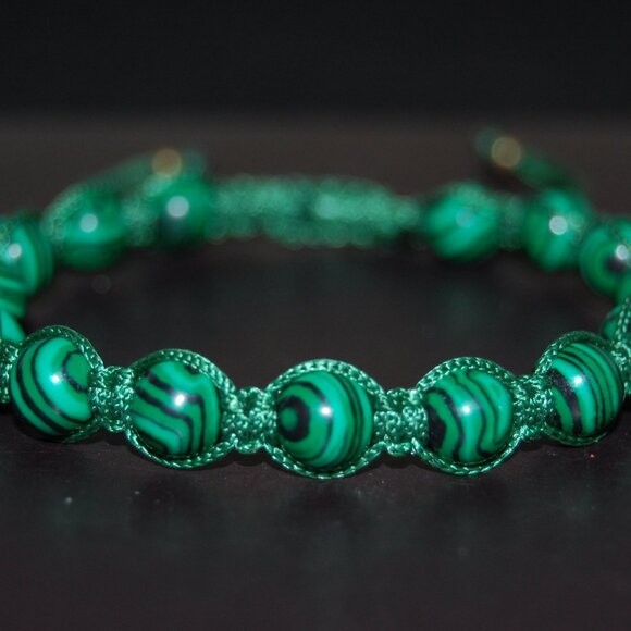 Green Beads Bracelet,Green String Shamballa Bracelet,Drawstring Bracelet - Picture 2 of 2